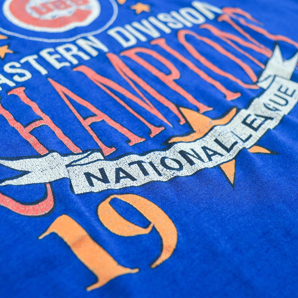 Vintage Logo 7 Chicago Cubs T Shirt Mens Small Blue 1989 NL East Champions MLB - Picture 5 of 11